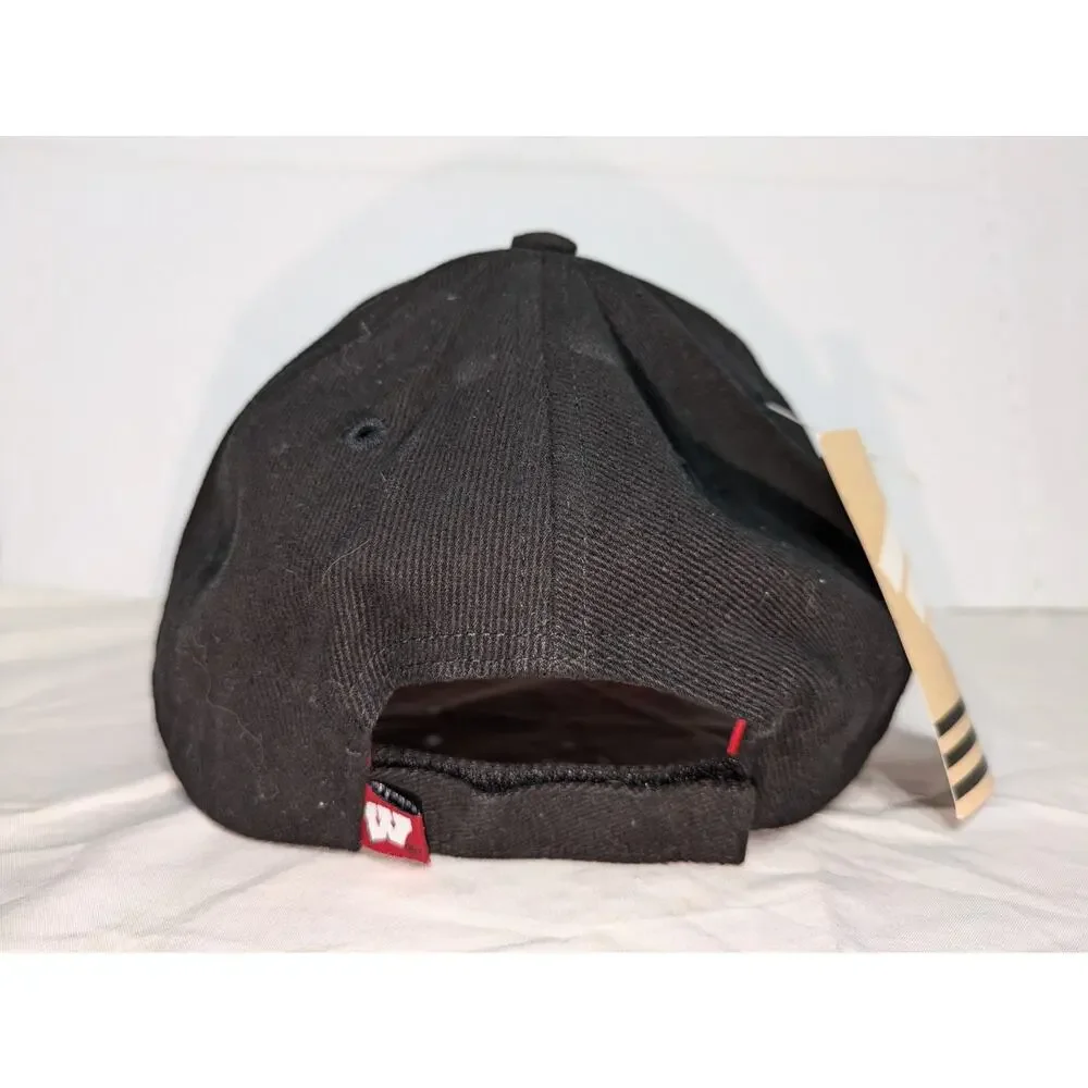Wisconsin Badgers NCAA Adidas Embroidered Team Logo Red Black Adjustable Cap Hat - Picture 3 of 7